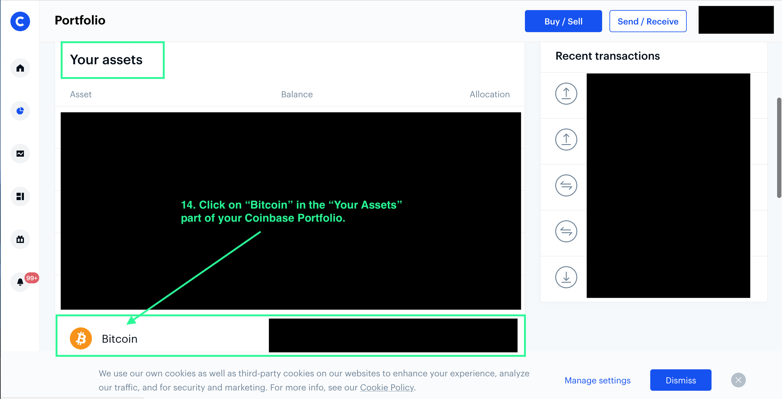 Pasting the Binance deposit address.