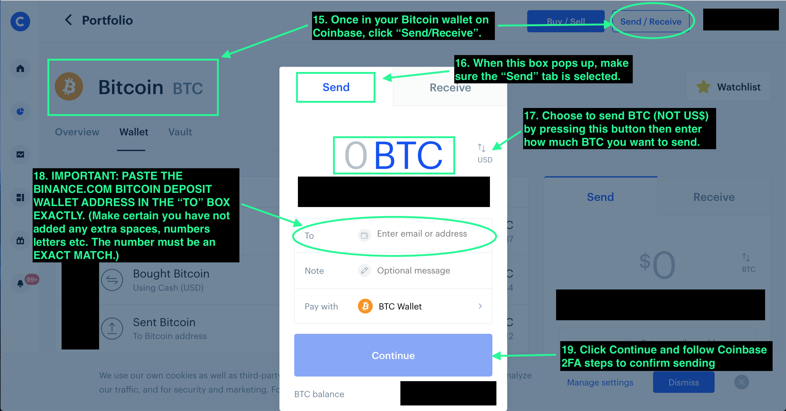 Confirming the BTC transaction.