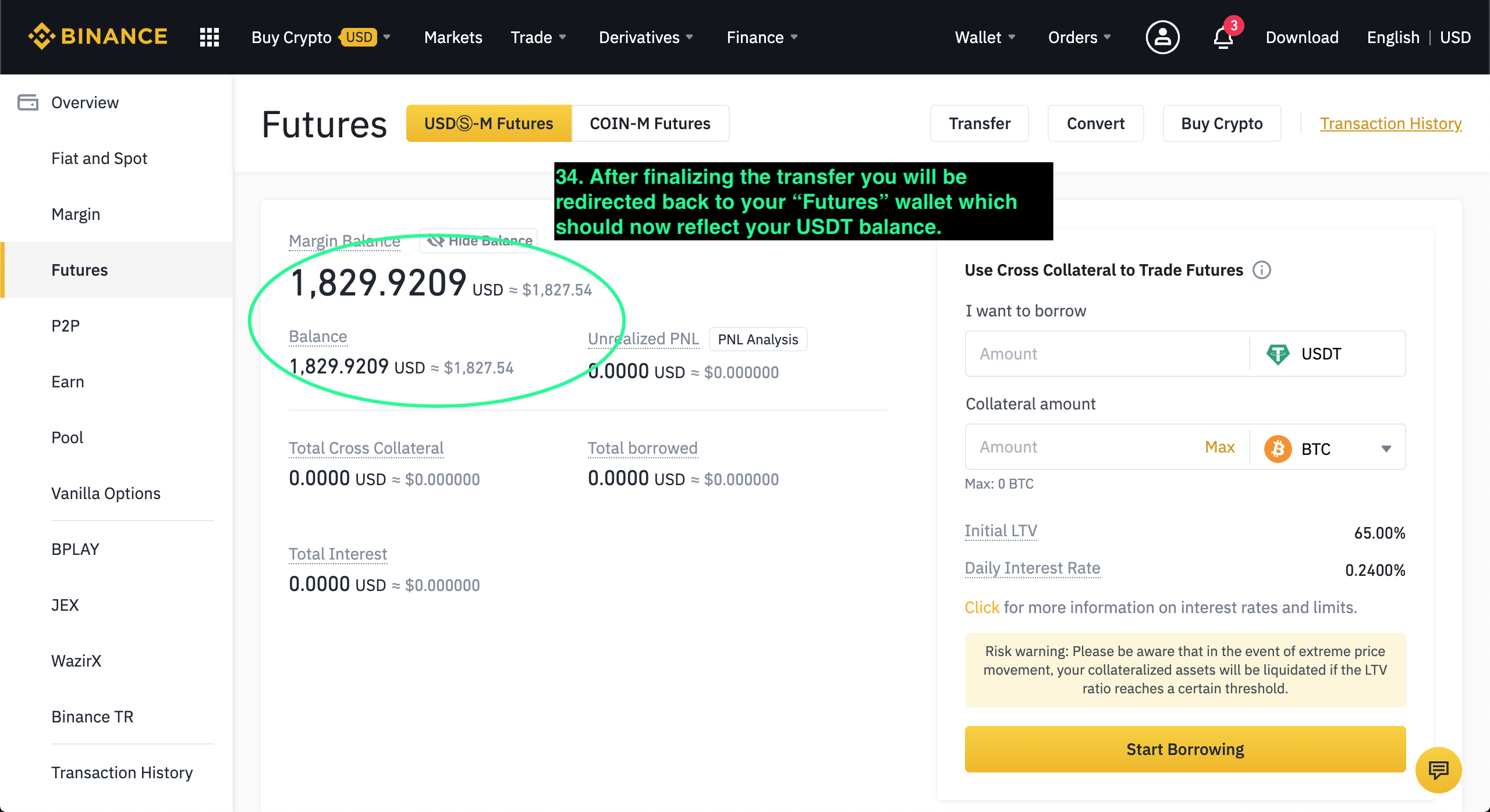 Binance transfer confirmation.