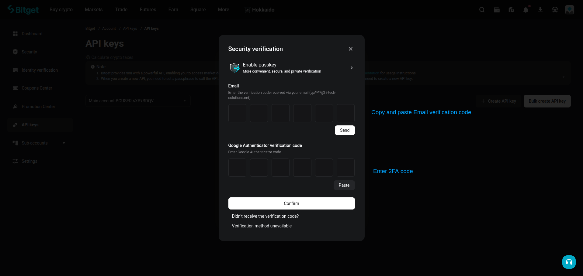 Bitget security verification screen.