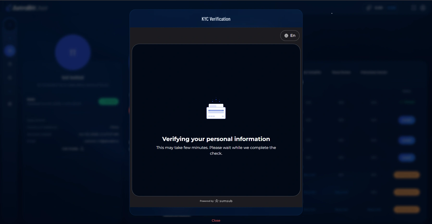 AstraBit KYC verification review in progress.