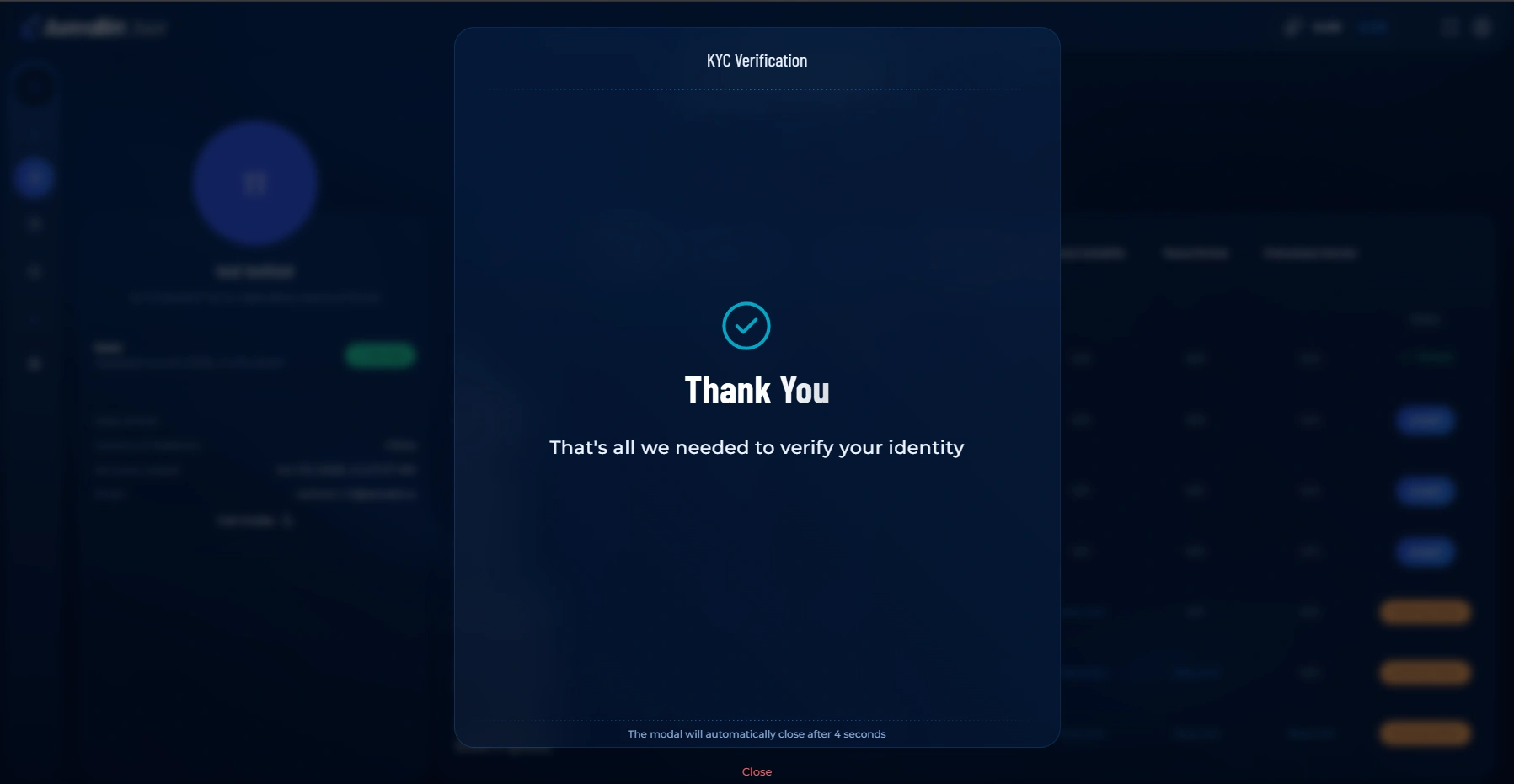 AstraBit KYC verification successfully submitted.