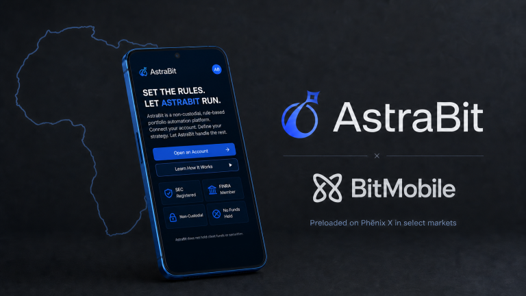 AstraBit preloaded on the Phēnix X smartphone through the BitMobile partnership, expanding access to digital asset trading and portfolio automation in Africa.